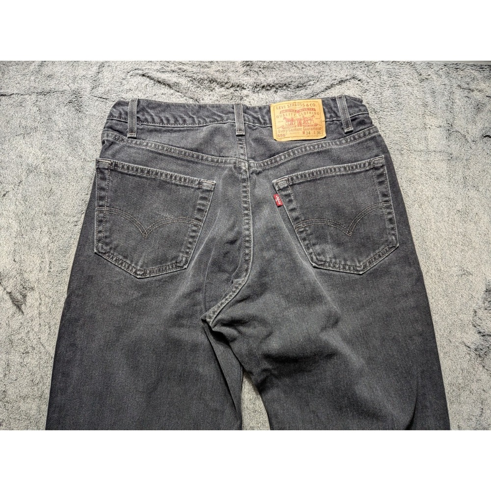 Vintage Levi's 550 Relaxed Fit Jeans Men's Size 34x36 Black Made In USA - Picture 11 of 14